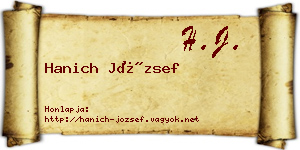 Hanich József névjegykártya